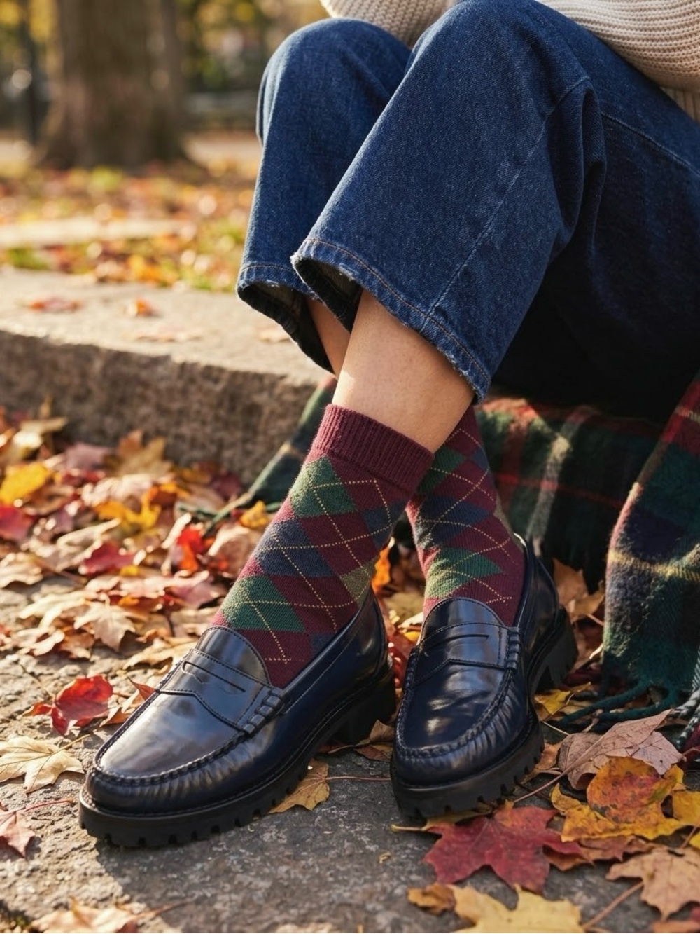 J. Crew Navy Leather Lug Sole Loafers with Polished Finish